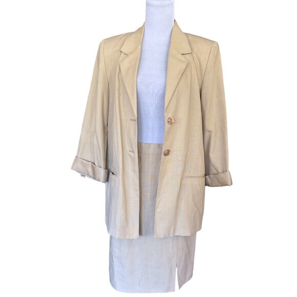 Sag Harbor vintage cream 2 piece skirt suit oversize blazer sz 8 - Picture 5 of 16